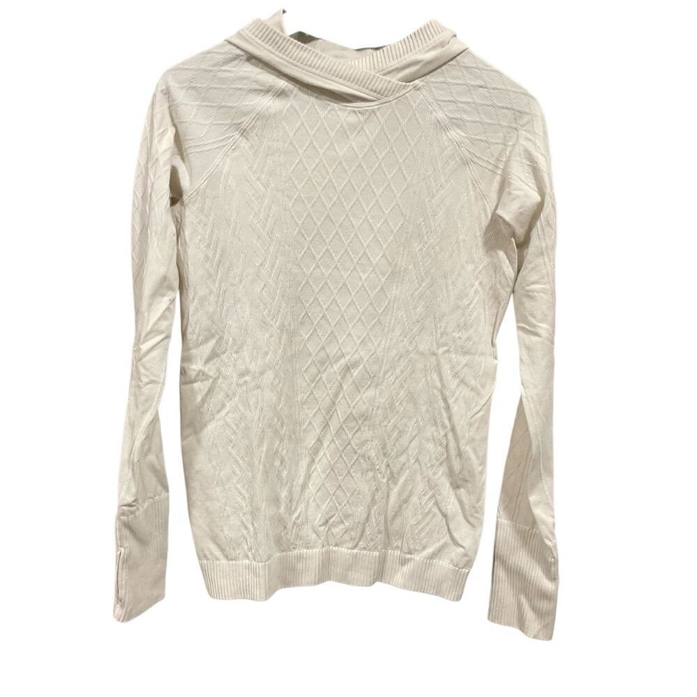 Lululemon Women’s Rest Less White Textured Running Hoodie Thumb Holes, Size 8